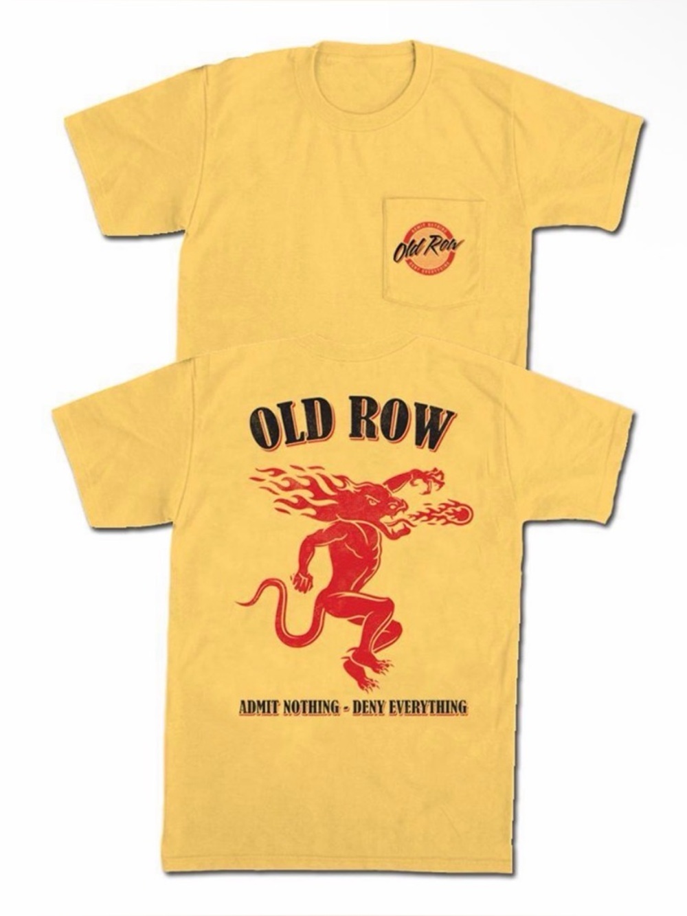 Old Row Comfort Colors Soft Yellow Pocket Tee with Red Logo